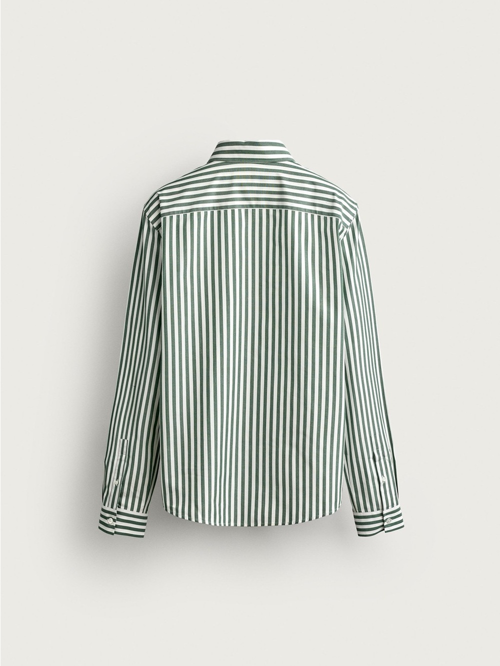 NWT Zara Fall Women Green and White Stripe Button-Up Shirt Small